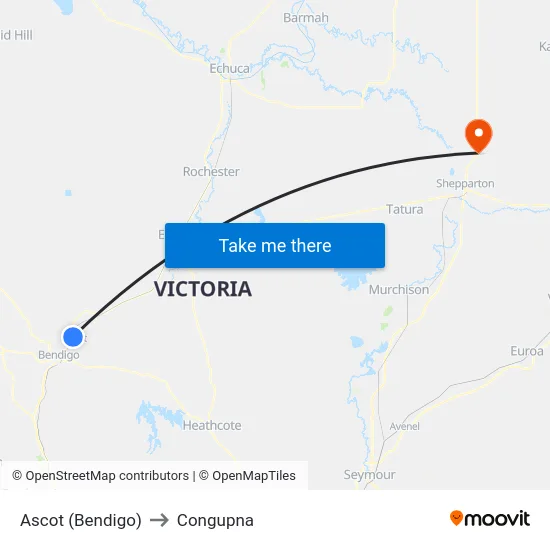 Ascot (Bendigo) to Congupna map