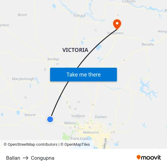 Ballan to Congupna map
