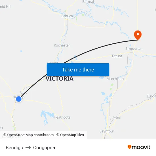 Bendigo to Congupna map