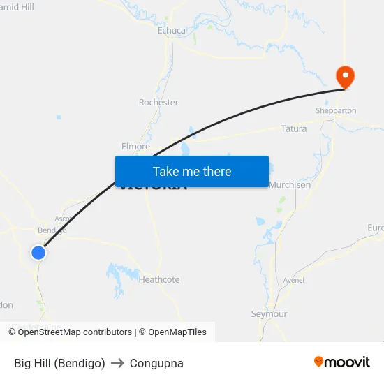Big Hill (Bendigo) to Congupna map