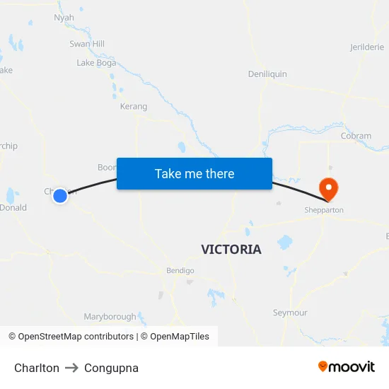 Charlton to Congupna map