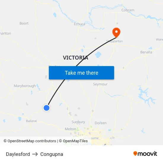 Daylesford to Congupna map