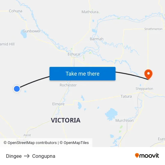 Dingee to Congupna map