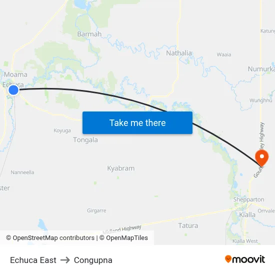 Echuca East to Congupna map