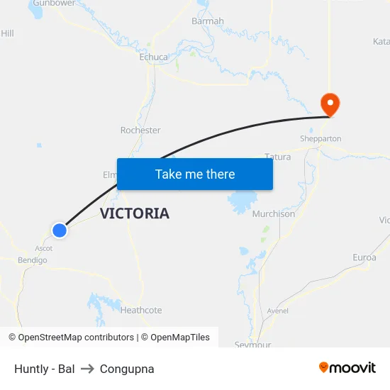 Huntly - Bal to Congupna map