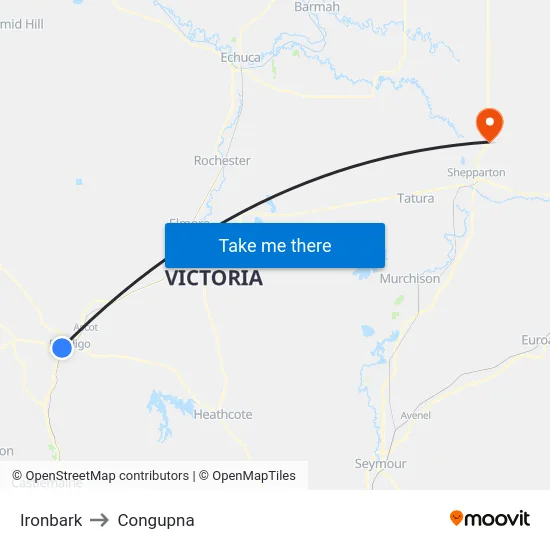 Ironbark to Congupna map