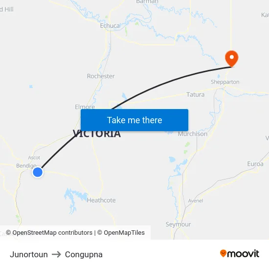 Junortoun to Congupna map