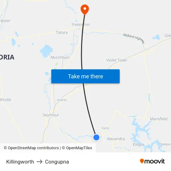 Killingworth to Congupna map