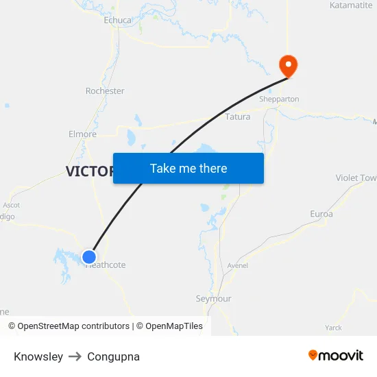 Knowsley to Congupna map
