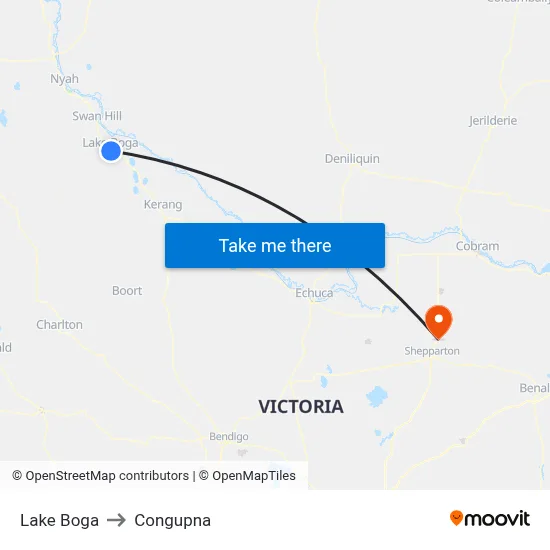 Lake Boga to Congupna map