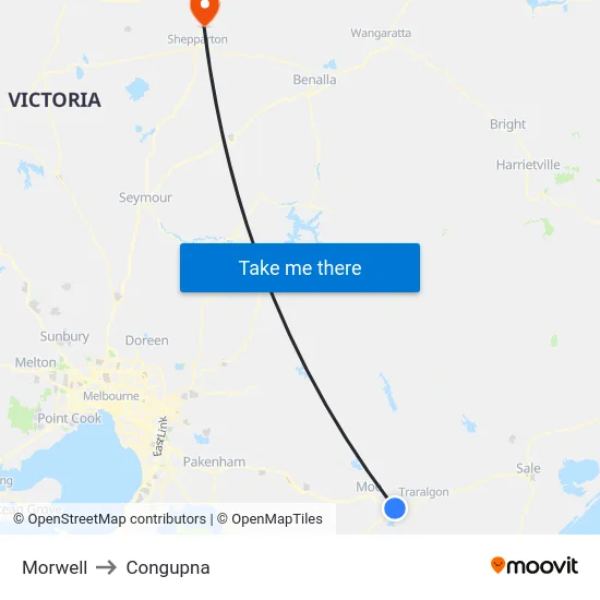 Morwell to Congupna map