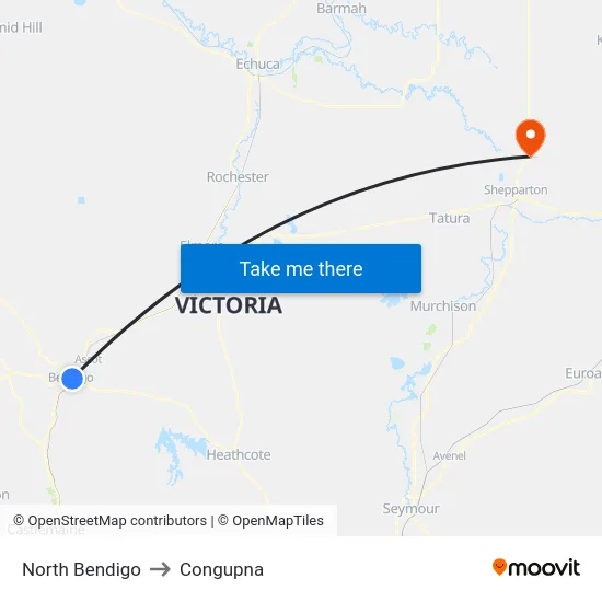 North Bendigo to Congupna map