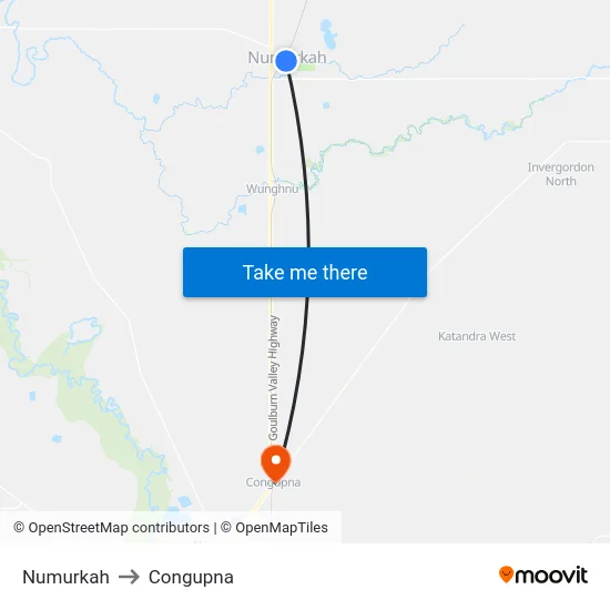 Numurkah to Congupna map