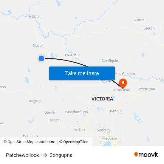 Patchewollock to Congupna map