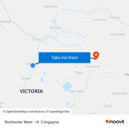 Rochester West to Congupna map