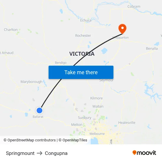 Springmount to Congupna map