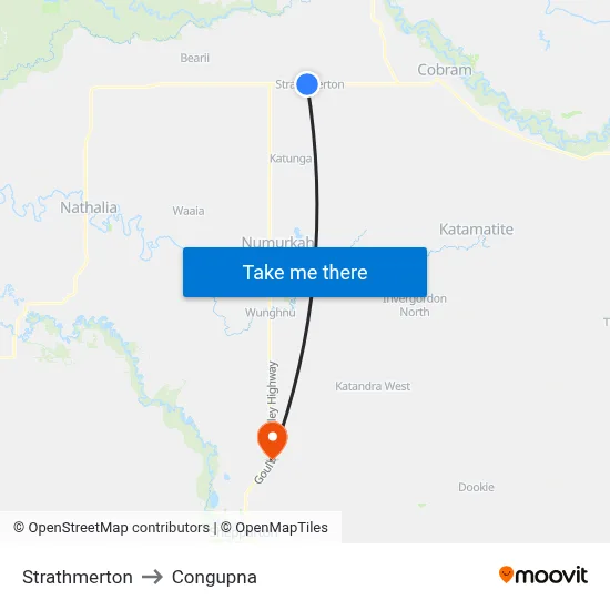 Strathmerton to Congupna map