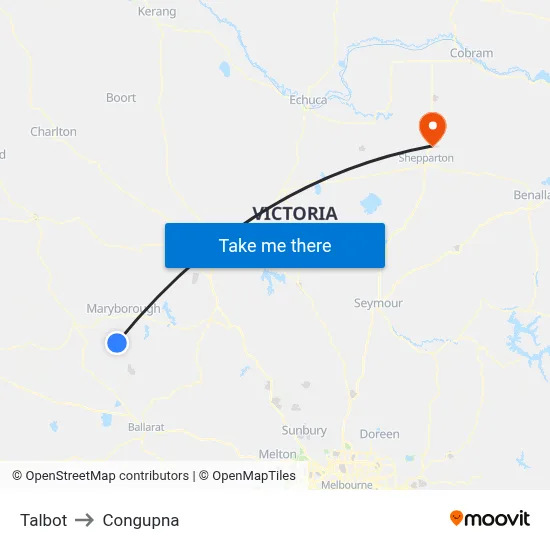 Talbot to Congupna map