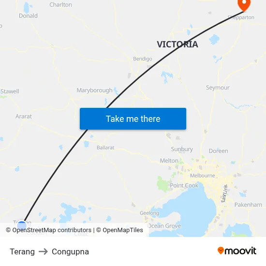 Terang to Congupna map