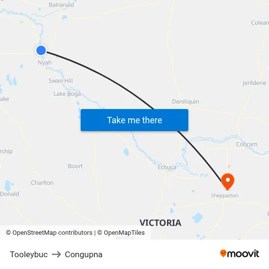 Tooleybuc to Congupna map
