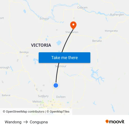 Wandong to Congupna map