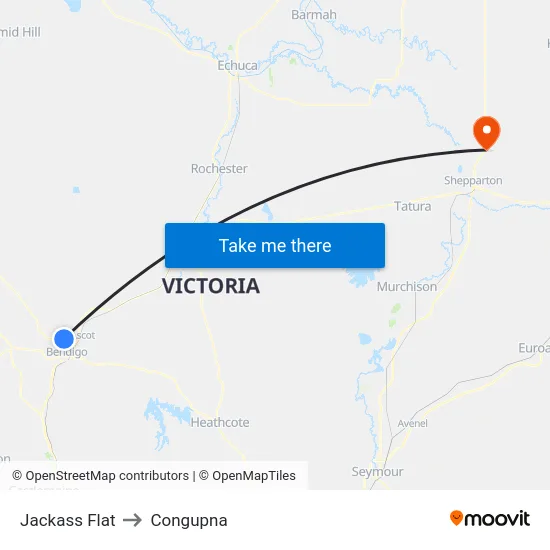 Jackass Flat to Congupna map