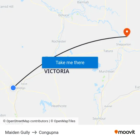 Maiden Gully to Congupna map