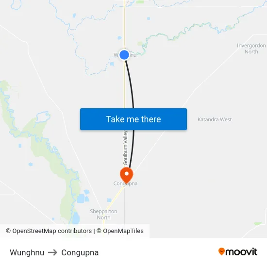 Wunghnu to Congupna map