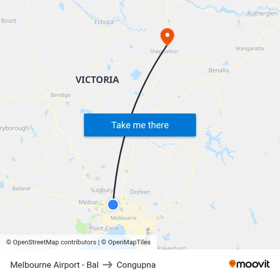 Melbourne Airport - Bal to Congupna map
