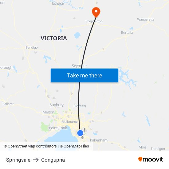 Springvale to Congupna map