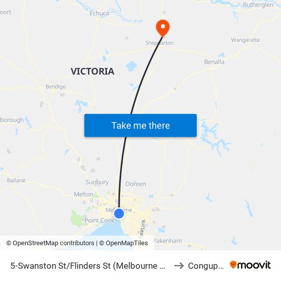 5-Swanston St/Flinders St (Melbourne City) to Congupna map
