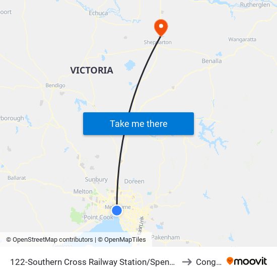 122-Southern Cross Railway Station/Spencer St (Melbourne City) to Congupna map