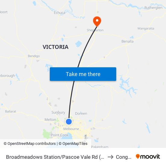 Broadmeadows Station/Pascoe Vale Rd (Broadmeadows) to Congupna map