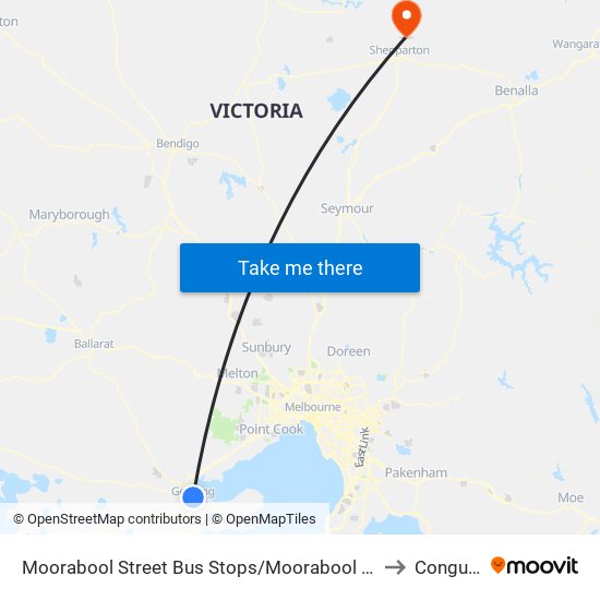 Moorabool Street Bus Stops/Moorabool St (Geelong) to Congupna map