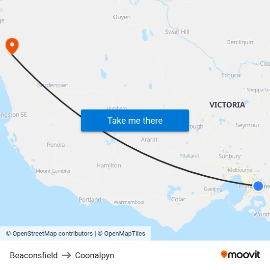 Beaconsfield to Coonalpyn map