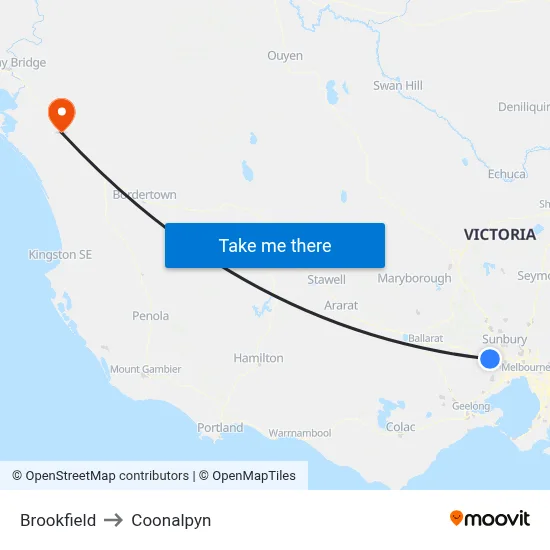 Brookfield to Coonalpyn map