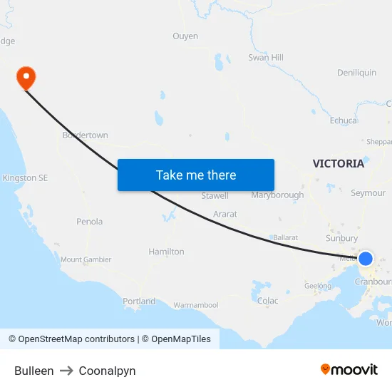 Bulleen to Coonalpyn map