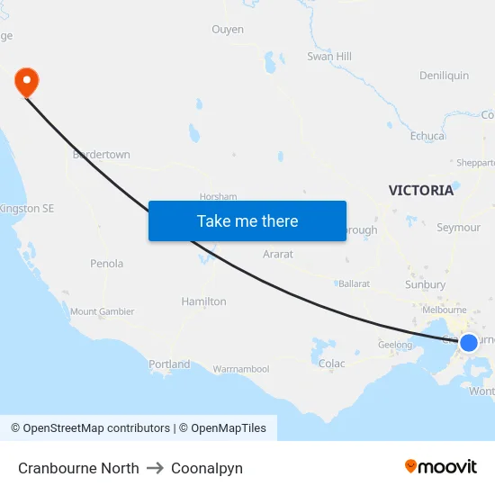 Cranbourne North to Coonalpyn map