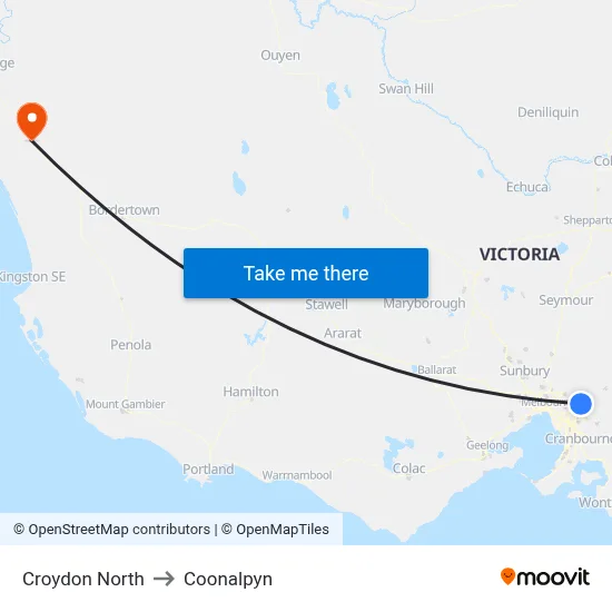 Croydon North to Coonalpyn map