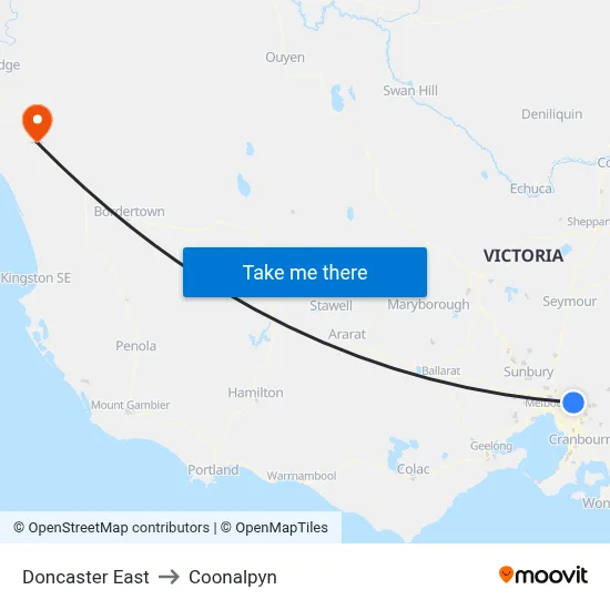 Doncaster East to Coonalpyn map