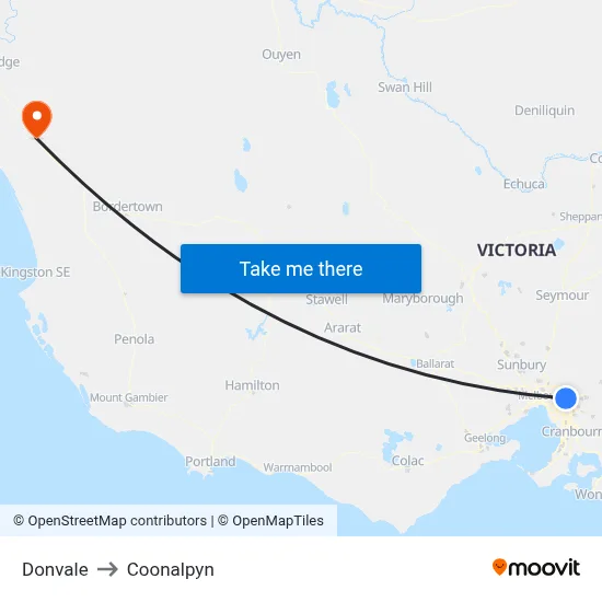 Donvale to Coonalpyn map