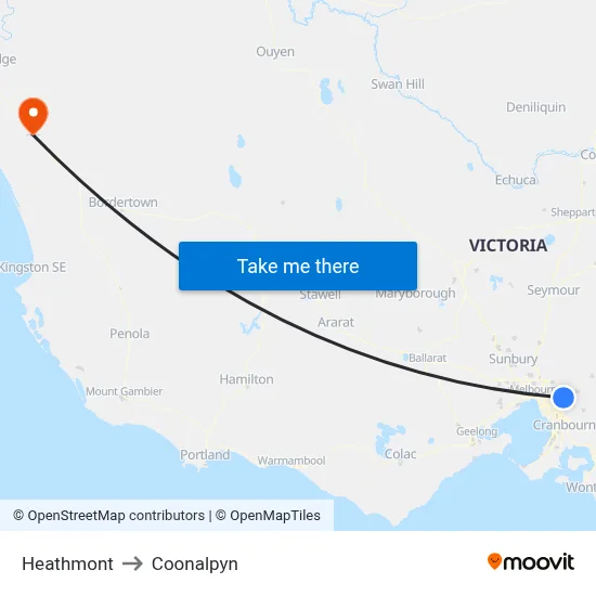 Heathmont to Coonalpyn map