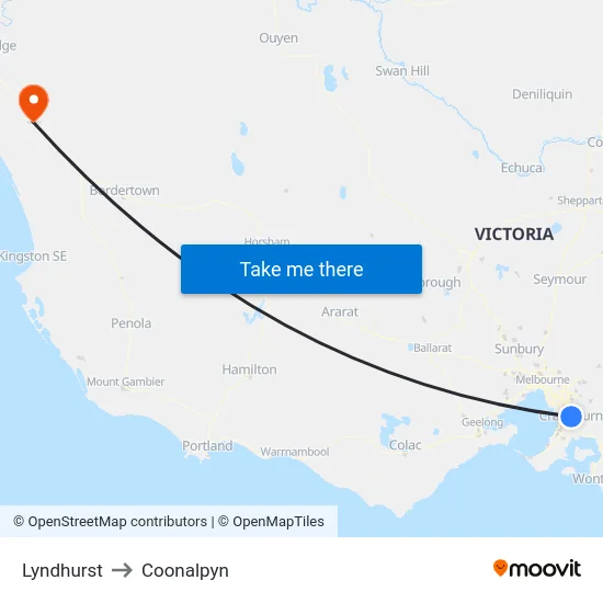 Lyndhurst to Coonalpyn map