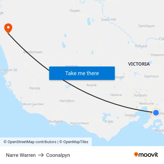 Narre Warren to Coonalpyn map