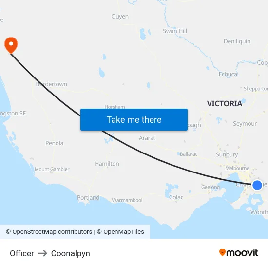 Officer to Coonalpyn map