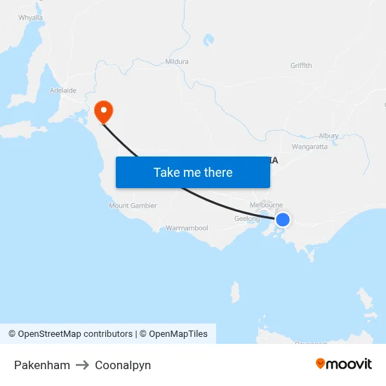 Pakenham to Coonalpyn map