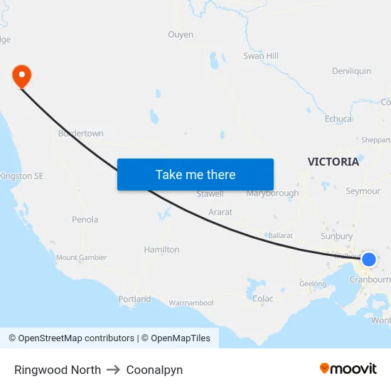 Ringwood North to Coonalpyn map