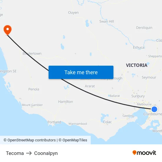Tecoma to Coonalpyn map