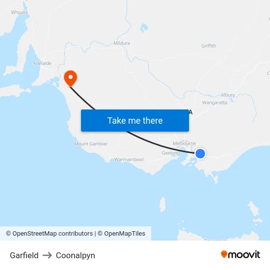 Garfield to Coonalpyn map