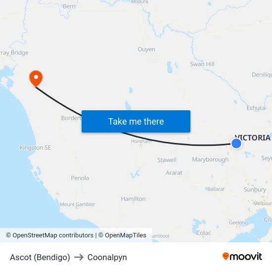 Ascot (Bendigo) to Coonalpyn map